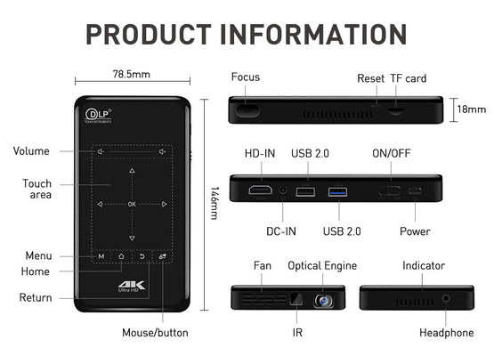 30-120 inch mini draagbare projector voor thuisbioscoop en buitenfilms
