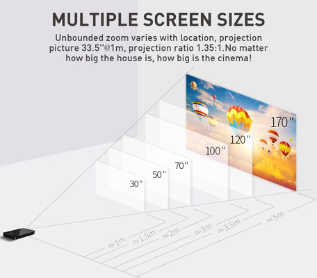 30-120 inch mini draagbare projector voor thuisbioscoop en buitenfilms