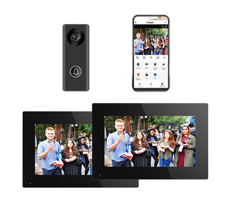Zwarte WIFI video deurbel met 166° Wide Visual Angle SD kaart opname en bewegingsdetectie