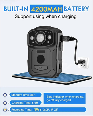 4K-resolutie IP68 Wifi Body-Worn Camera's H.264/H.265 Video Encoding met NFC en Android 10 System