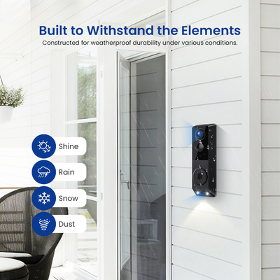 Ondersteun IR-nachtzicht Dual Camera Doorbell met tweerichtings audiocommunicatie en AI Human Recognition Photosensitive