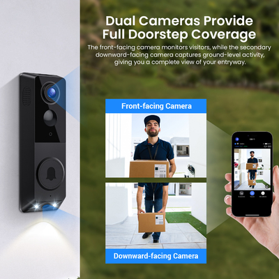 Ondersteun IR-nachtzicht Dual Camera Doorbell met tweerichtings audiocommunicatie en AI Human Recognition Photosensitive