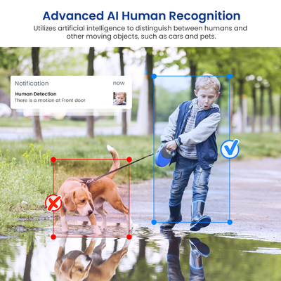 Ondersteun IR-nachtzicht Dual Camera Doorbell met tweerichtings audiocommunicatie en AI Human Recognition Photosensitive