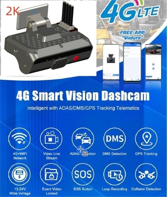 4G Dashboard Dual Camera AI ADAS DMS Driver Face Recognition met H.264/H.265 videocompressie