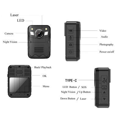 2 inch GPS Persoonlijke Mini bodycamera met dubbele cameralens opname