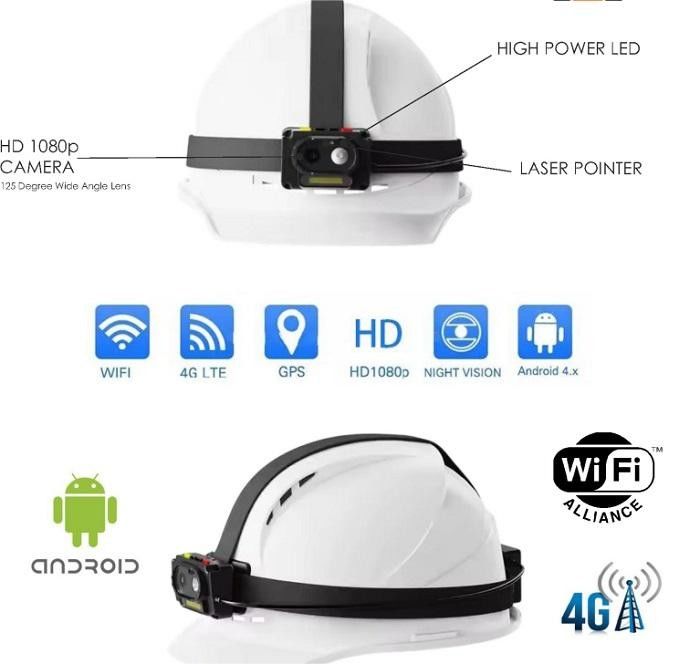 4000mAh tweeweg-communicatie helm met cap-lamp schijnwerper en GPS
