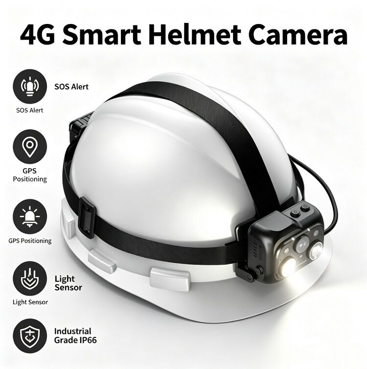 Veiligheidshelmcamera met 2 inch IPS-aanraakscherm en Starlight Nachtzicht Hoofdcamera voor Superieure Video